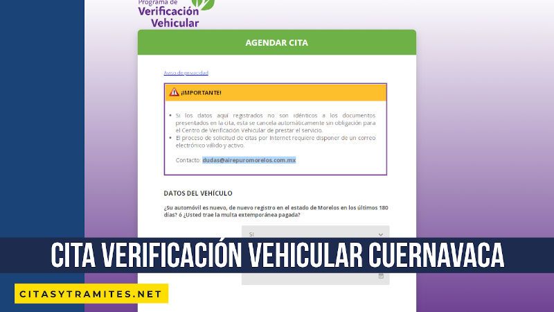 cita verificación vehicular Cuernavaca